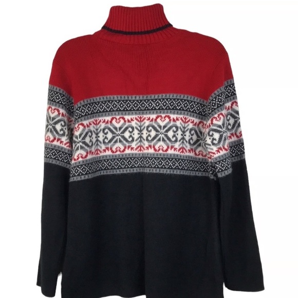 Motherhood Women’s Red and Black Turtleneck Sweater Size Medium. - Picture 3 of 7